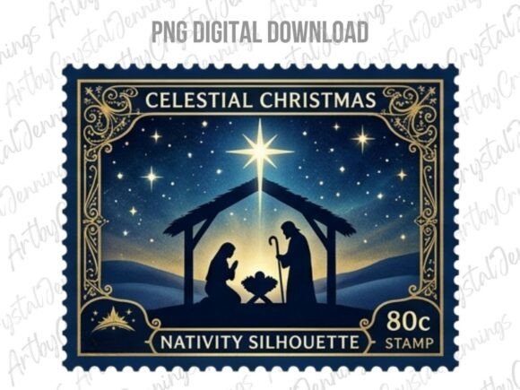 Download Celestial Nativity Christmas Stamp PNG - Premium Bundle