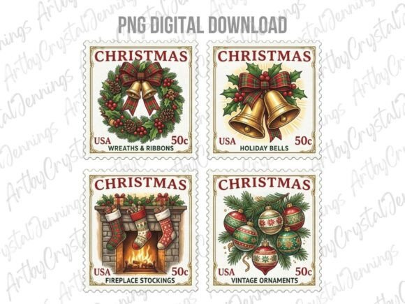 Download Vintage Christmas Stamp Clipart PNG - Premium Resources