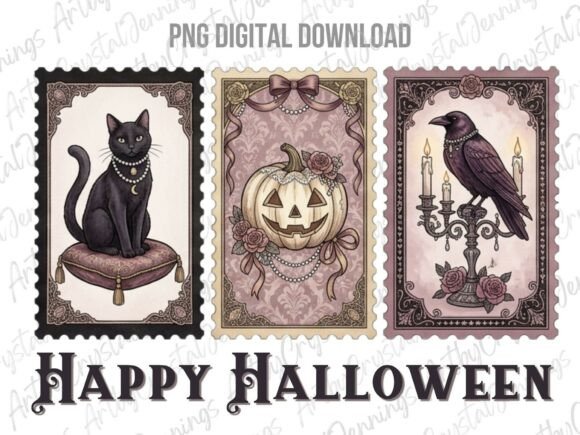 Download Vintage Halloween Coquette Stamp PNG - Premium Resources