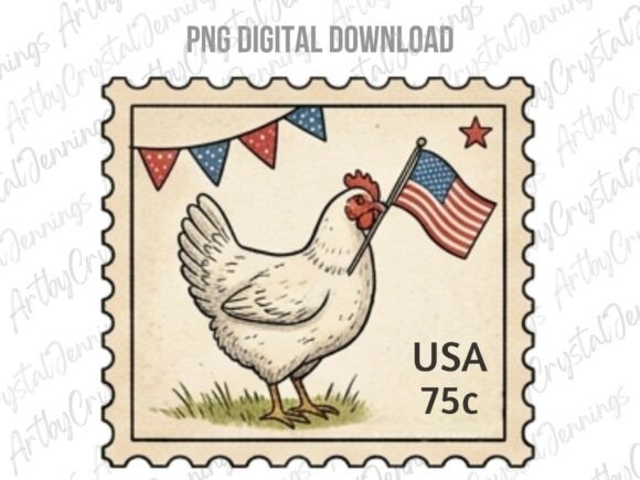 Download USA Patriotic Chicken Postage Stamp PNG - Premium Resources